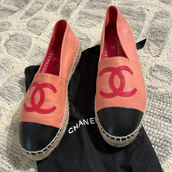 CHANEL Shoes Chanel Lambskin Espadrilles Pink Red Black Poshmark